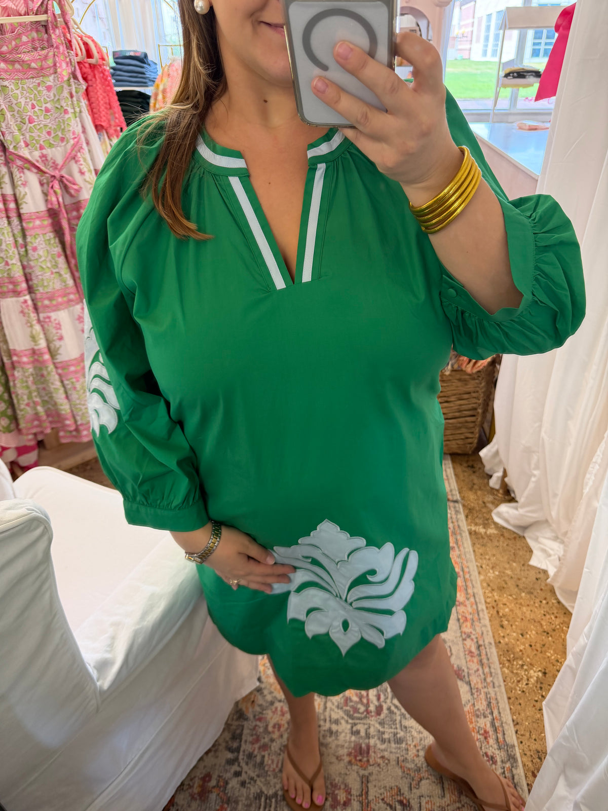 Kelly Green Embroidered Dress