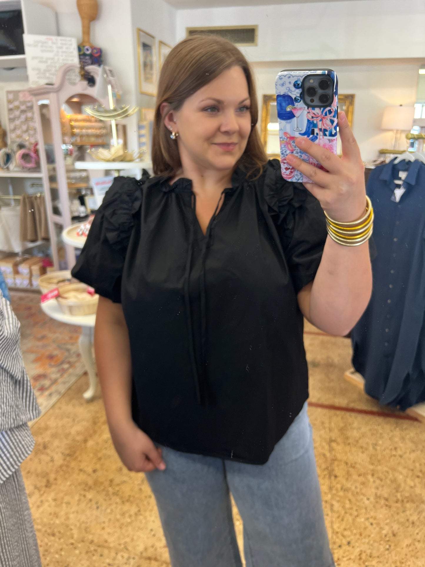 Puff Sleeve Ruffle Blouse