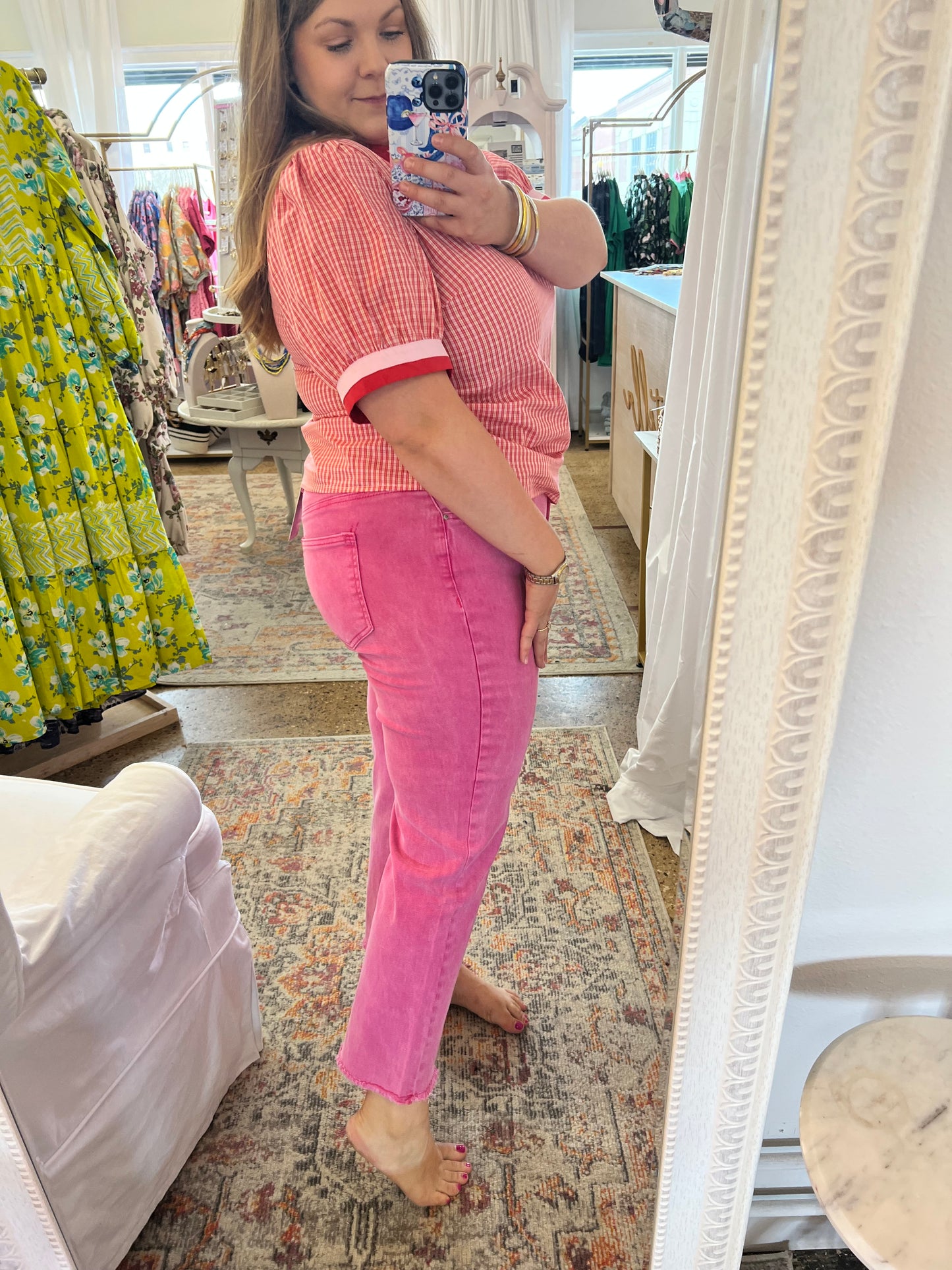 Acid Wash Frayed Hem Jeans