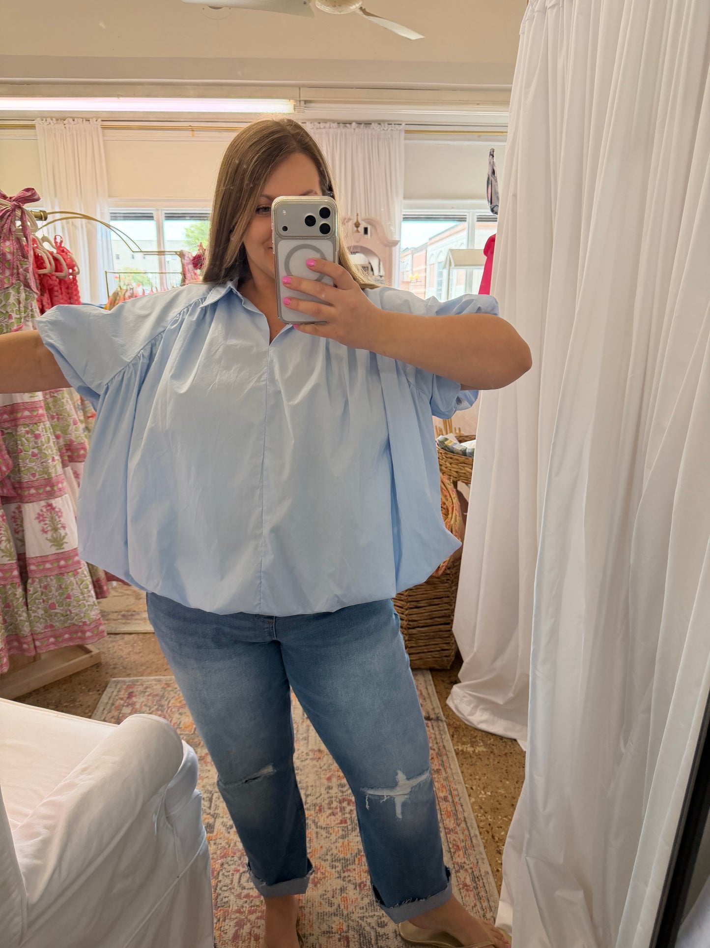 Blue Bubble Blouse