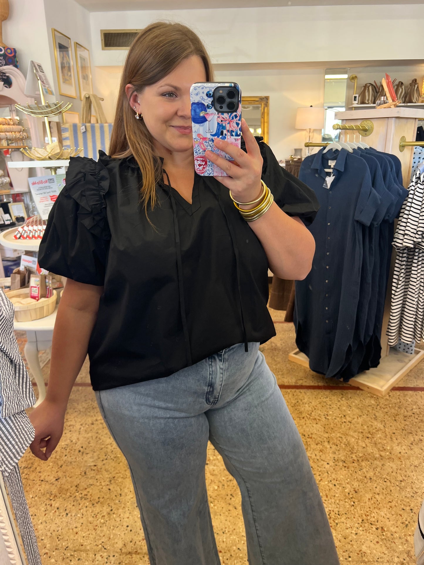 Puff Sleeve Ruffle Blouse