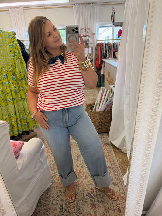 Striped Scalloped T-Shirt