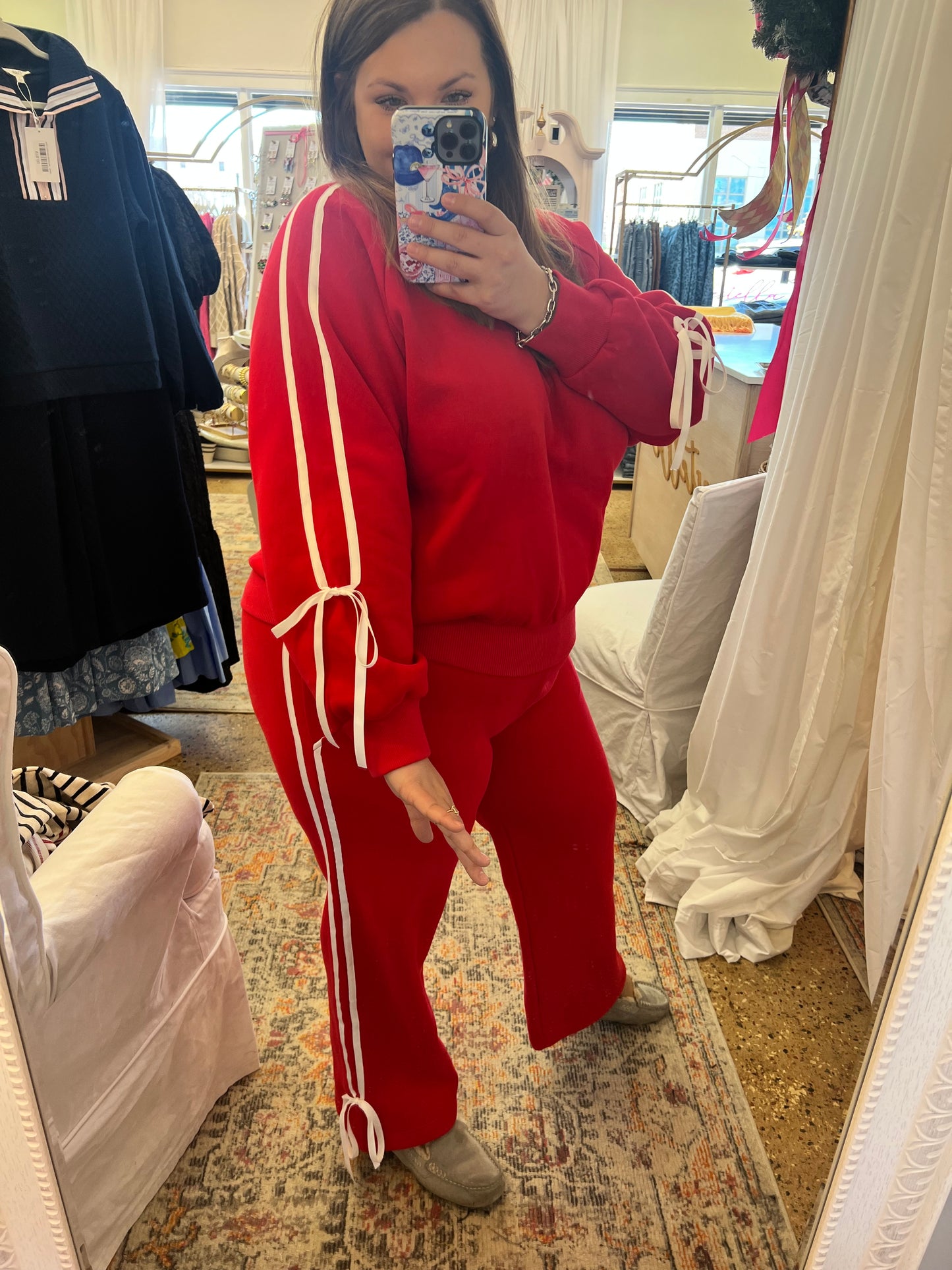 Side Lined Bow Sweatsuit