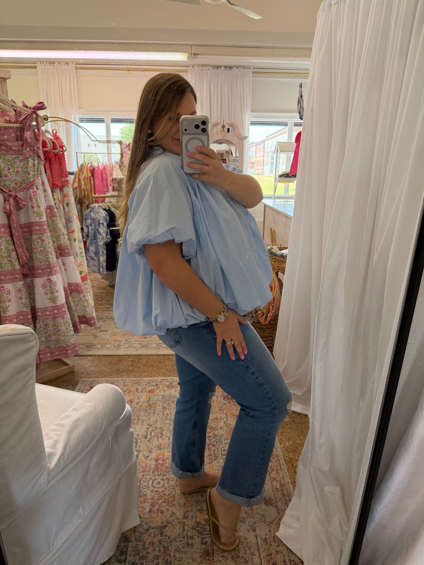 Blue Bubble Blouse