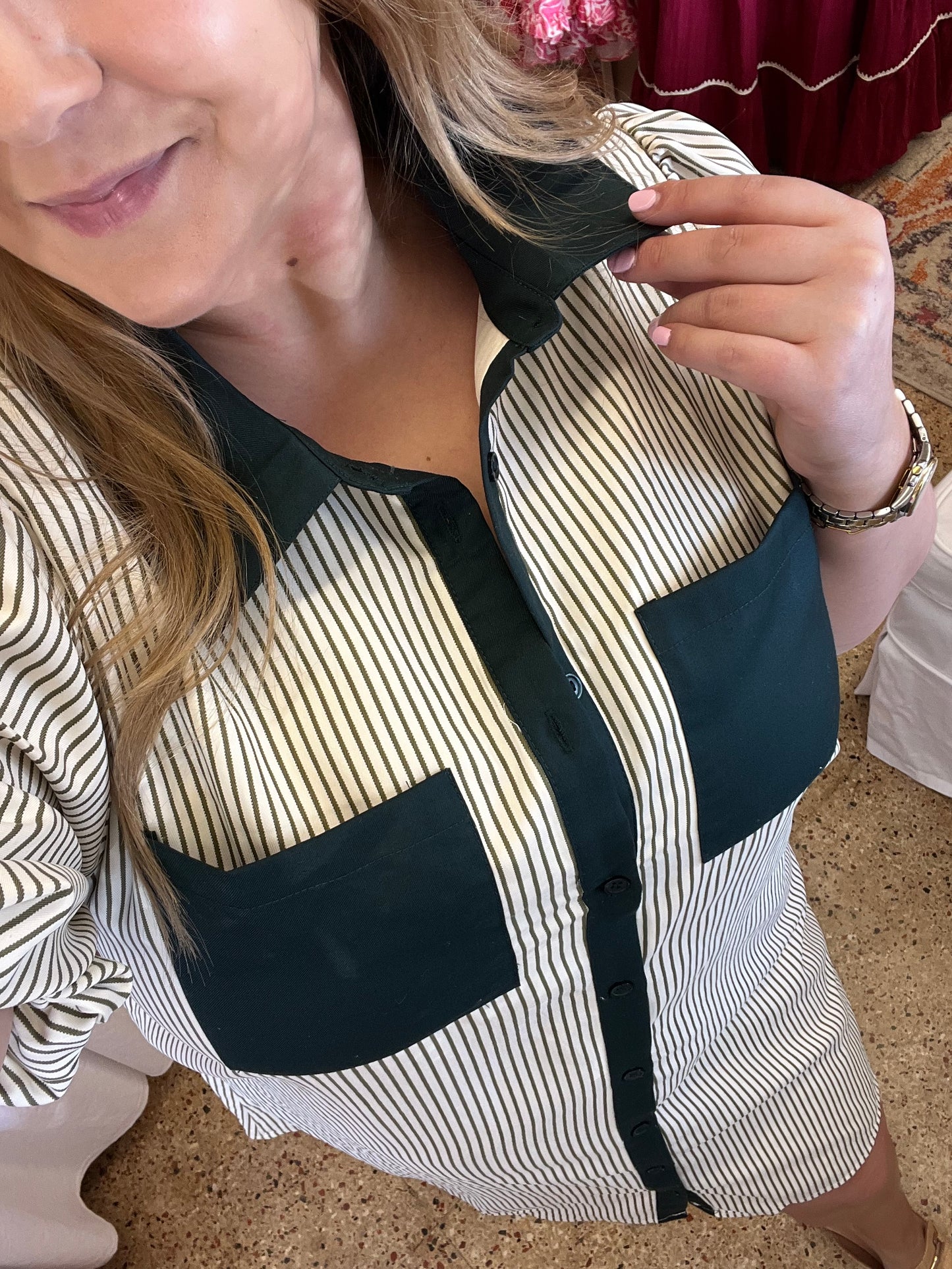 Contrast Button Down Dress