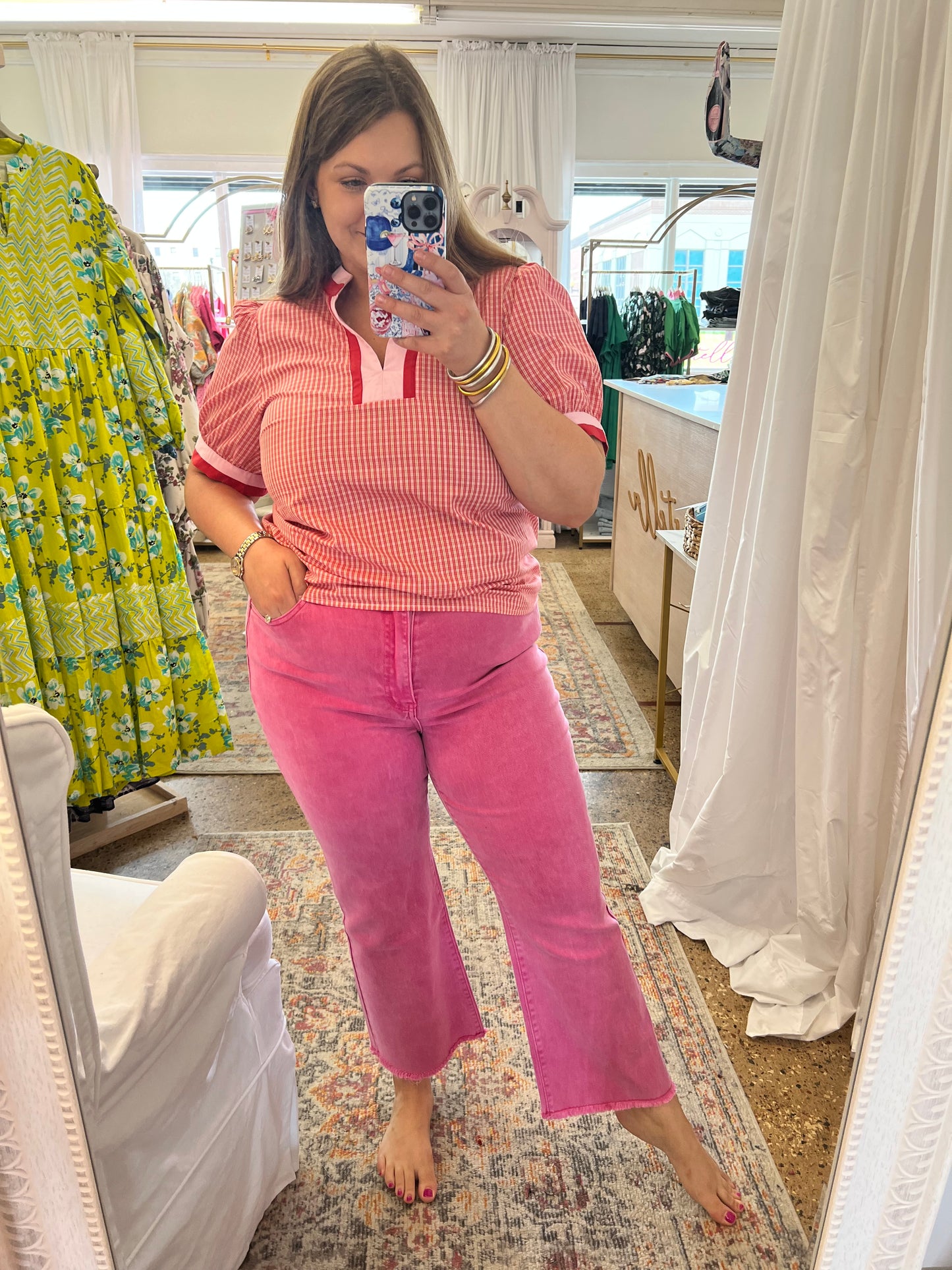 Acid Wash Frayed Hem Jeans