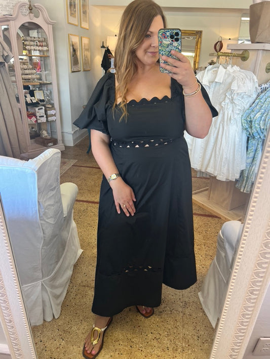 Ric Rac Puff Sleeve Midi Dress