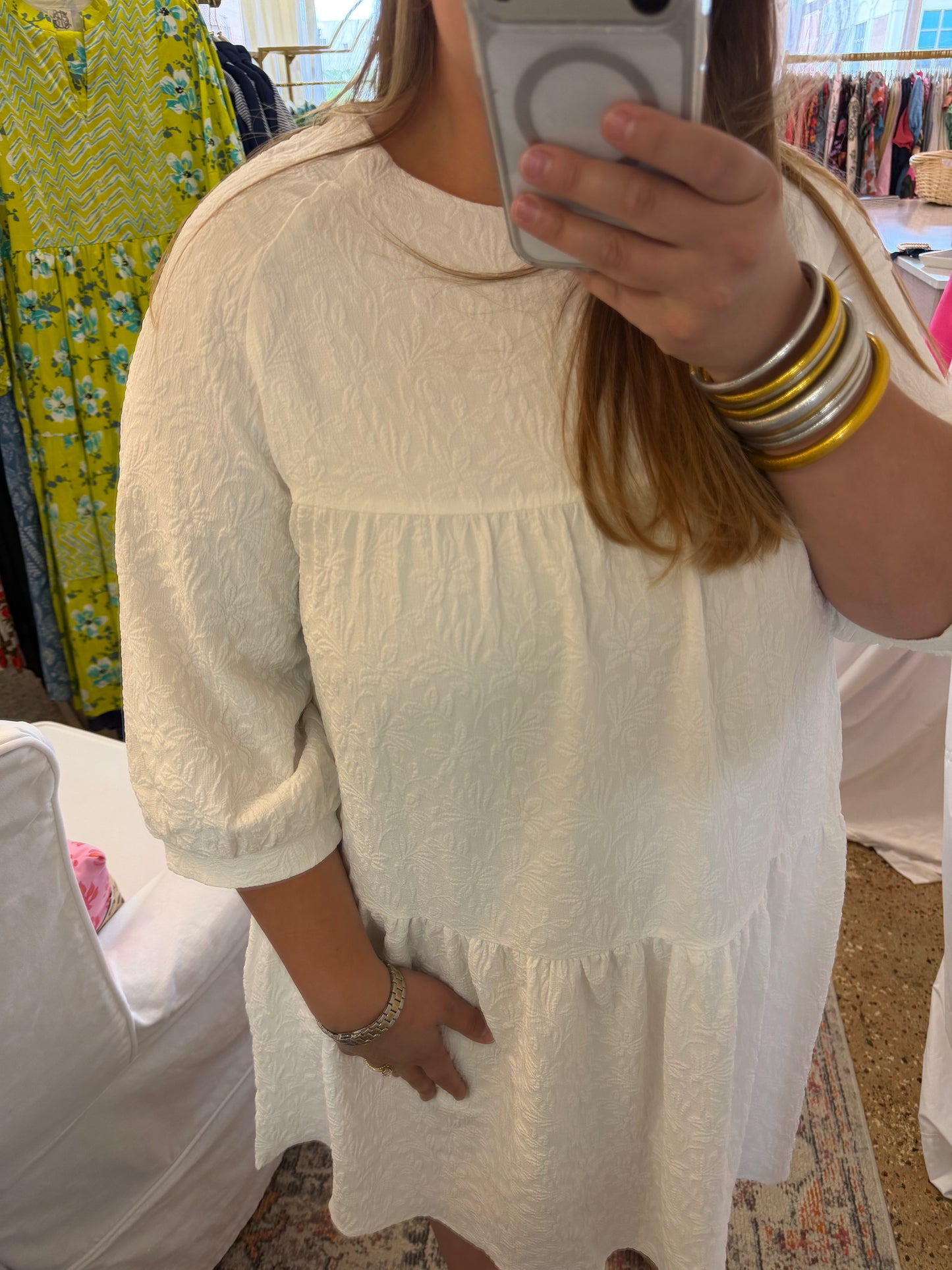Textured A-Line Swing Dress