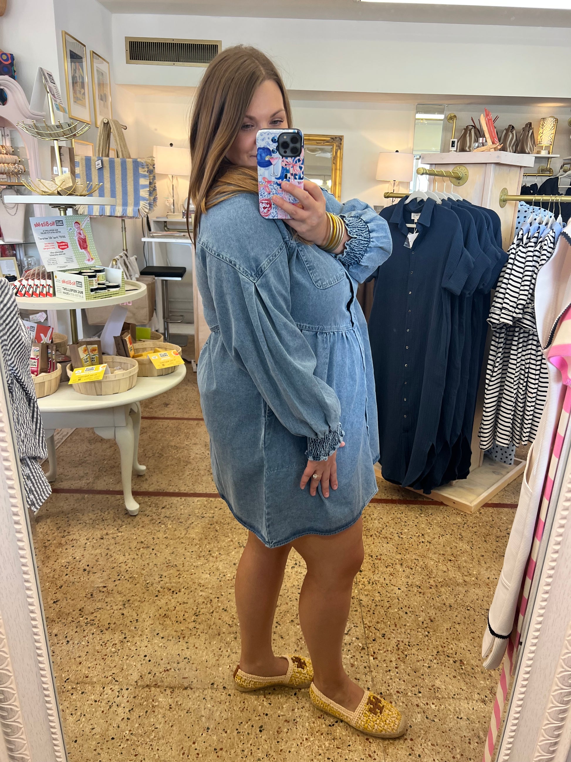 Flared Denim Mini Dress Large