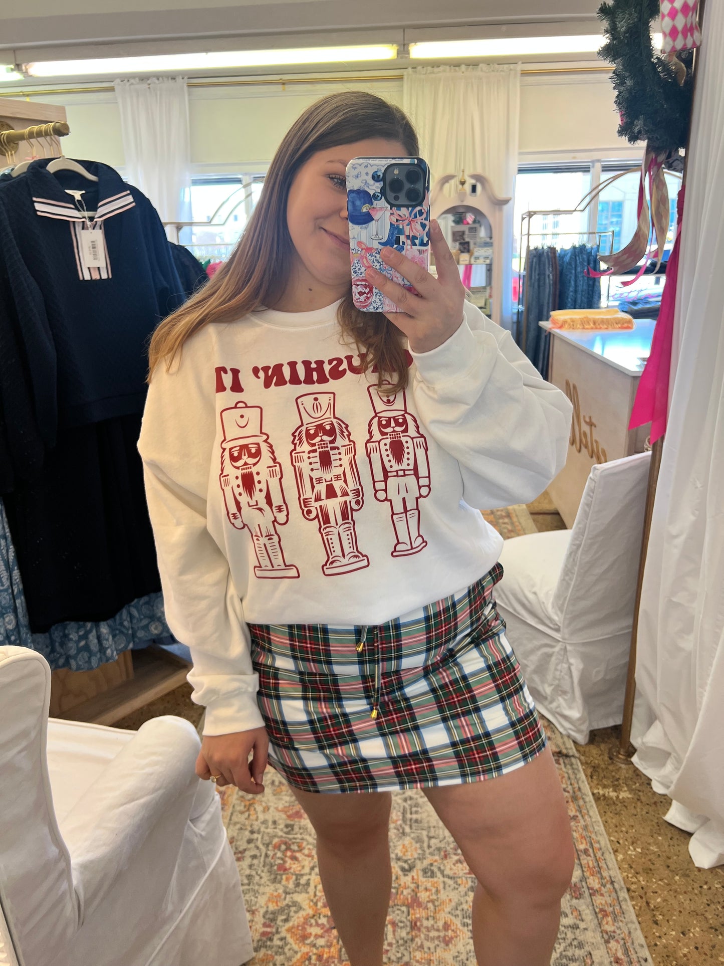 White Christmas Plaid Skort