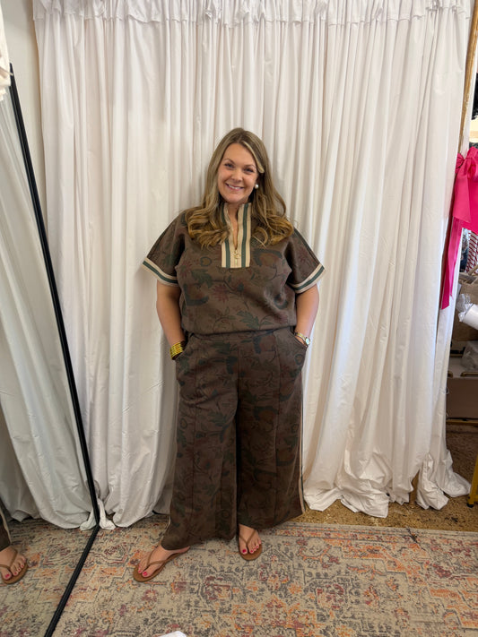 Chocolate Floral Pant Set