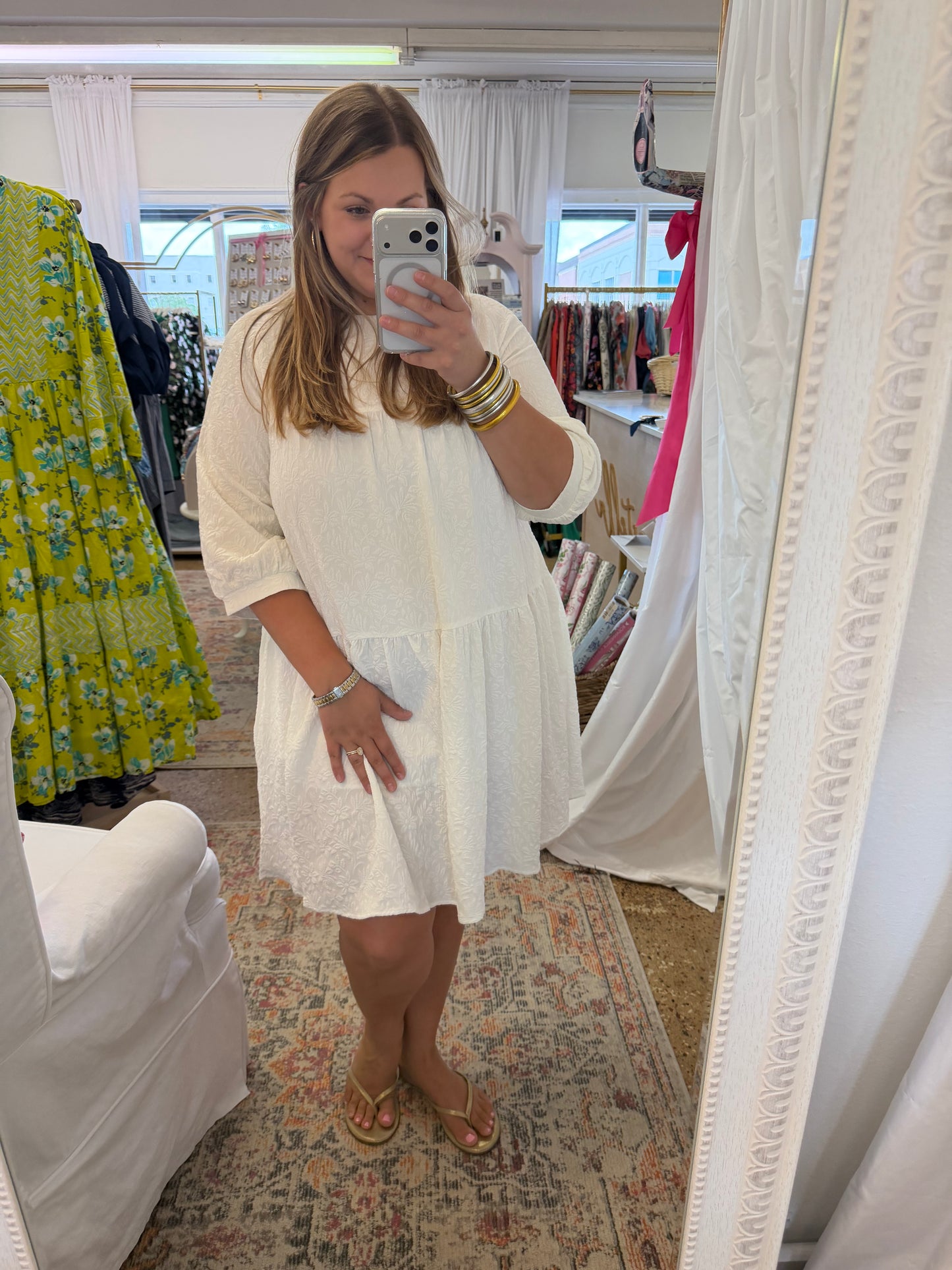 Textured A-Line Swing Dress