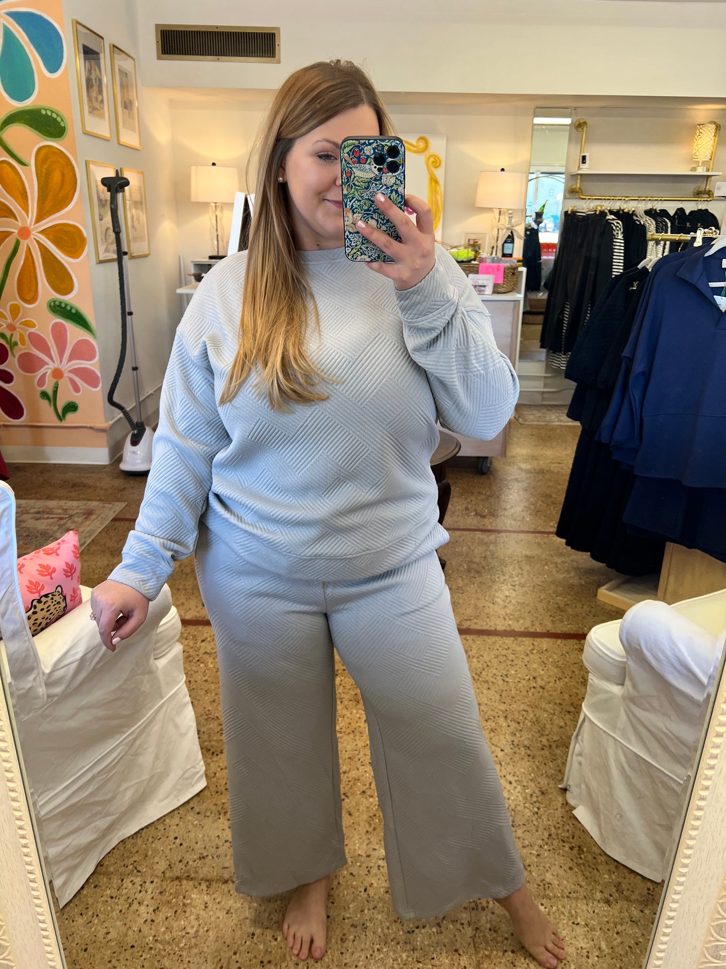 Grey Textured Pant Set