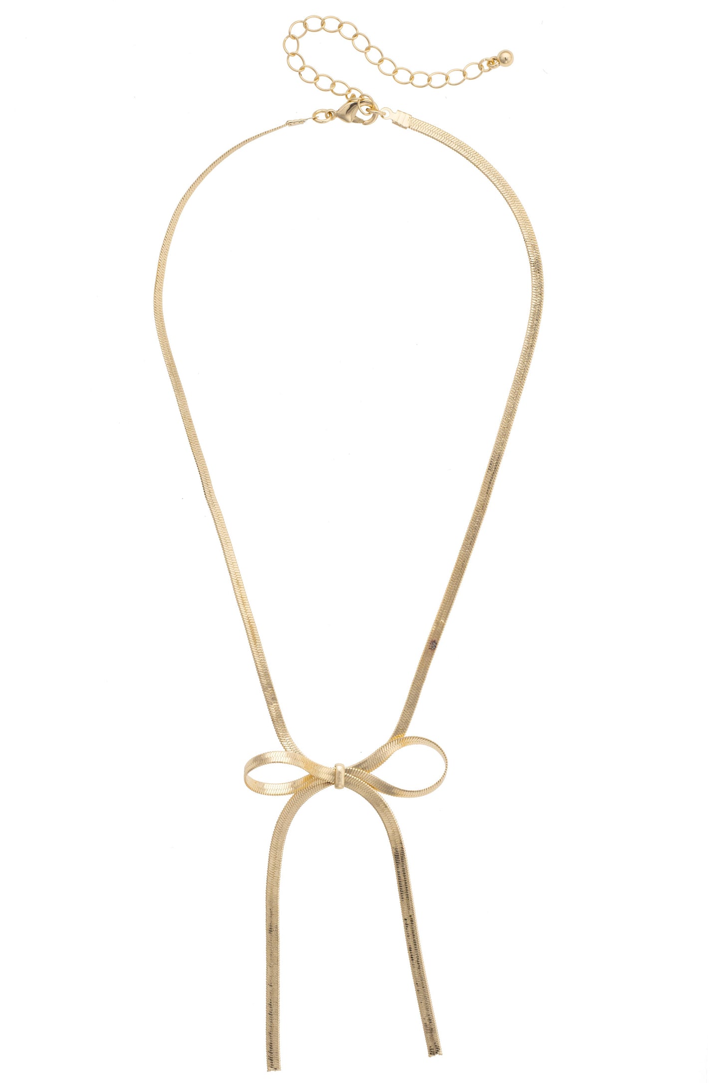 Andy Looped Bow Necklace in Shiny Gold