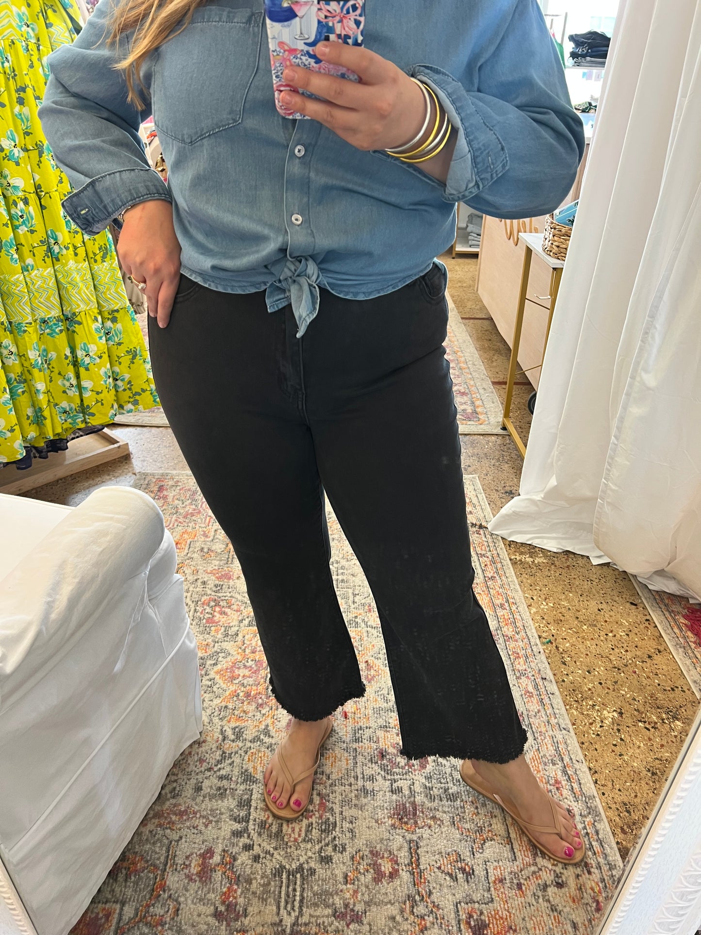 Acid Wash Frayed Hem Jeans