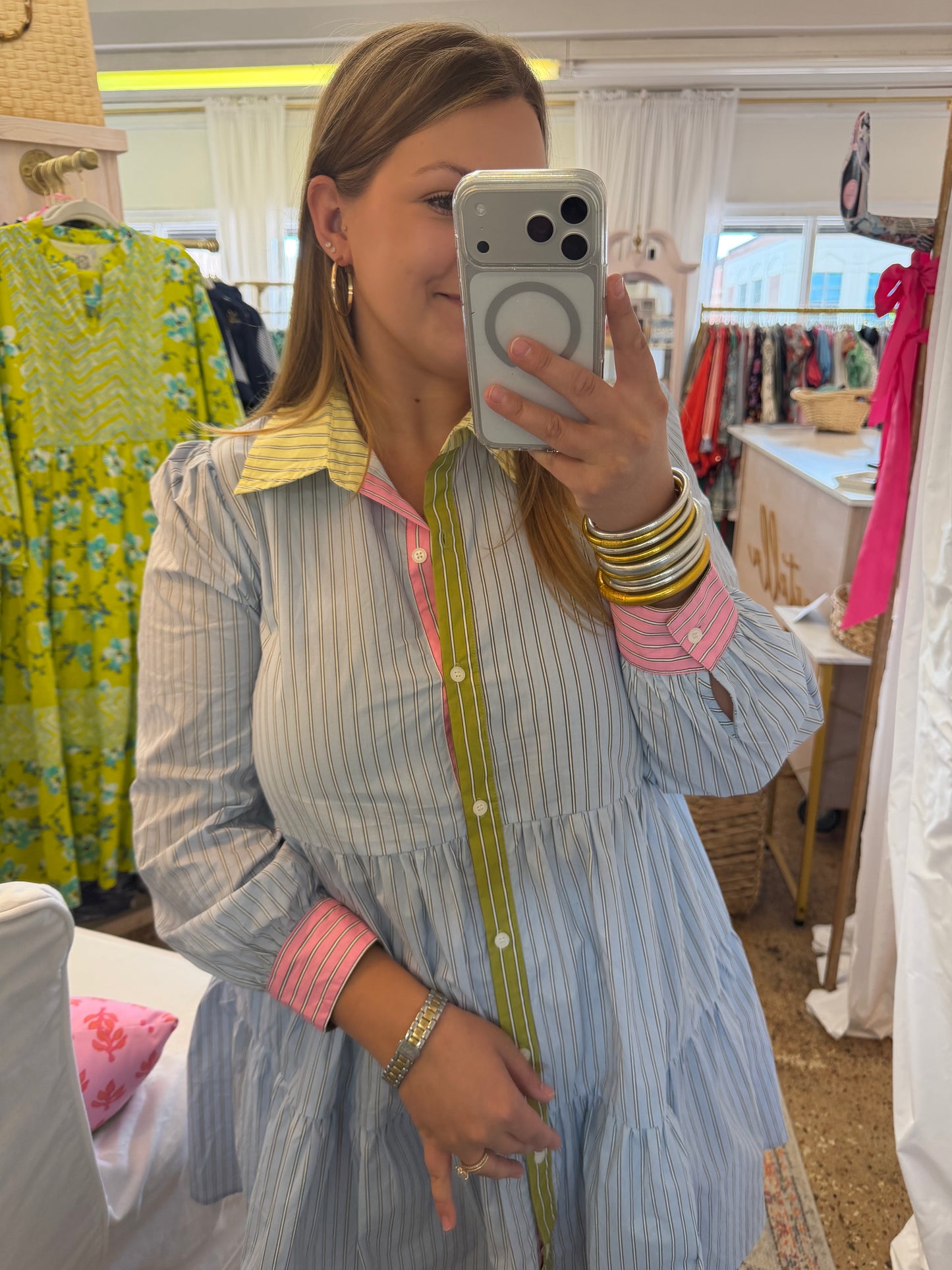Preppy Pinstripe Mini Dress