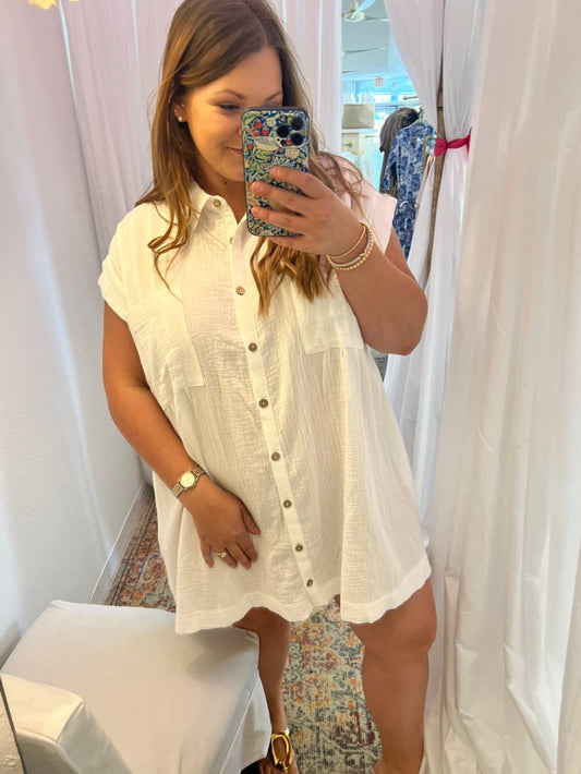 Gauze Button Front Tunic