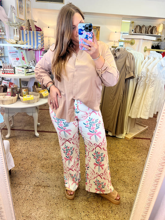 Flower Bow Print Jeans