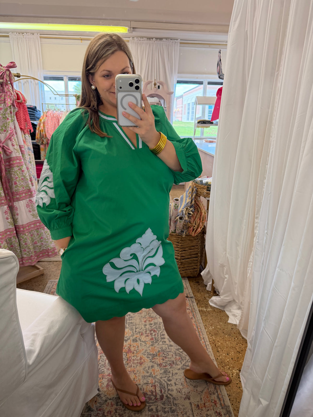 Kelly Green Embroidered Dress