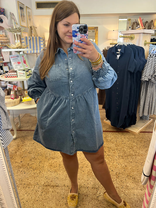Flared Denim Mini Dress