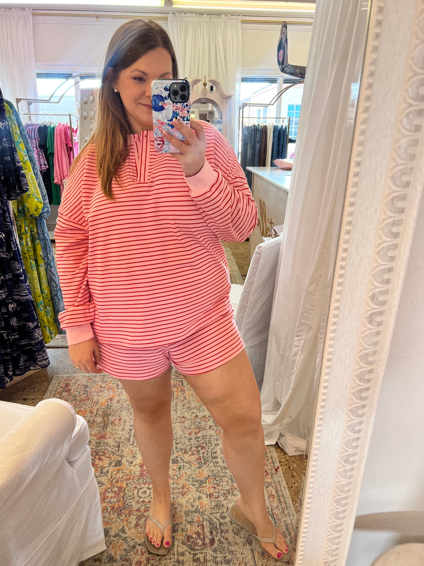 Strawberry Pinstripe Short Set