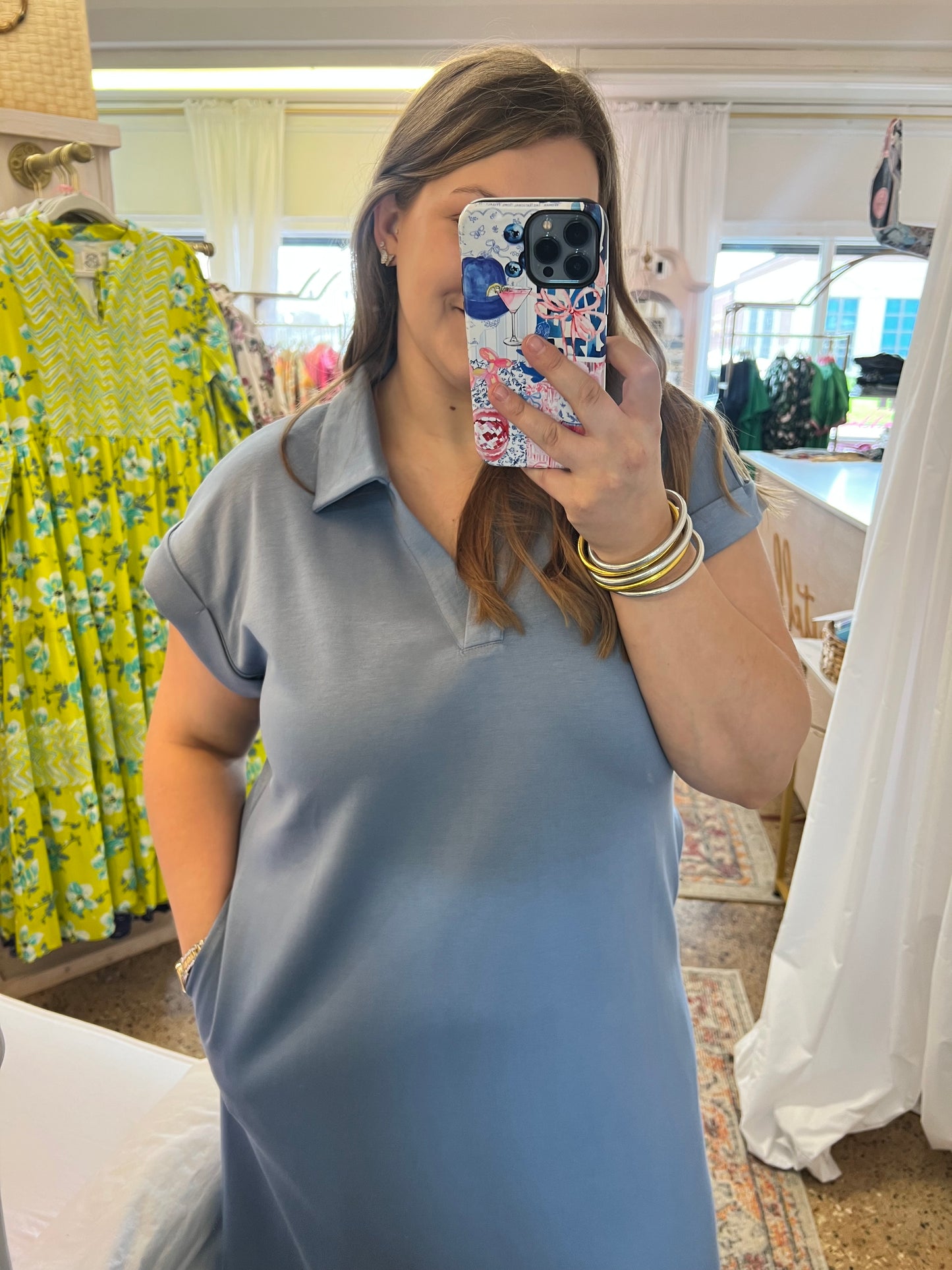 Collared Modal V-Neck Dress