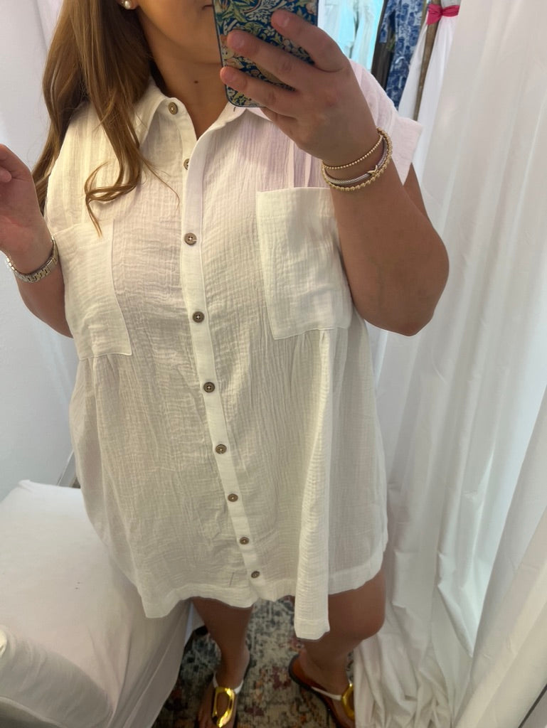 Gauze Button Front Tunic