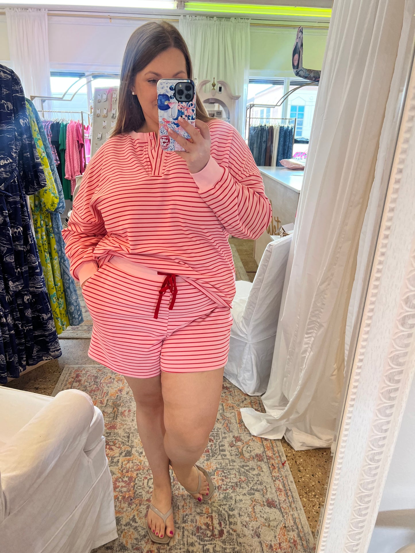 Strawberry Pinstripe Short Set