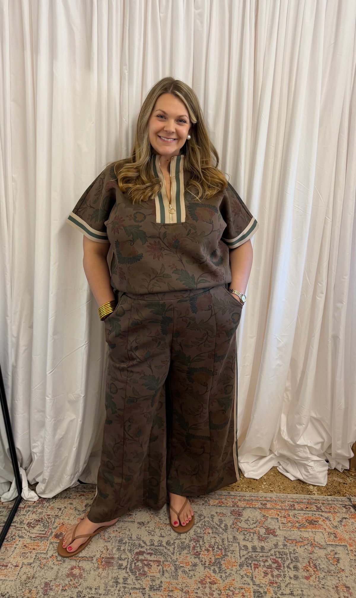 Chocolate Floral Pant Set