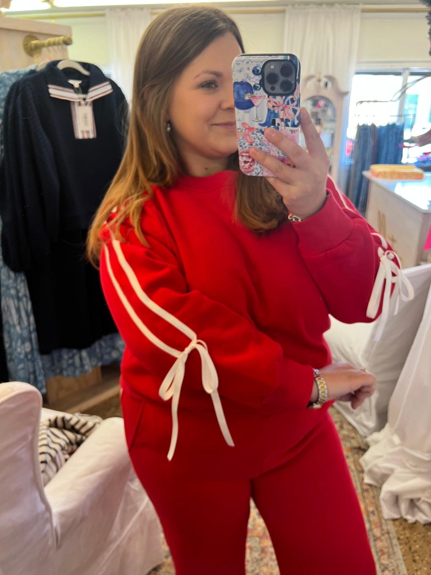 Side Lined Bow Sweatsuit