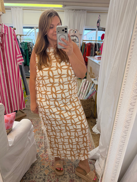 Taupe Retro Sleeveless Dress