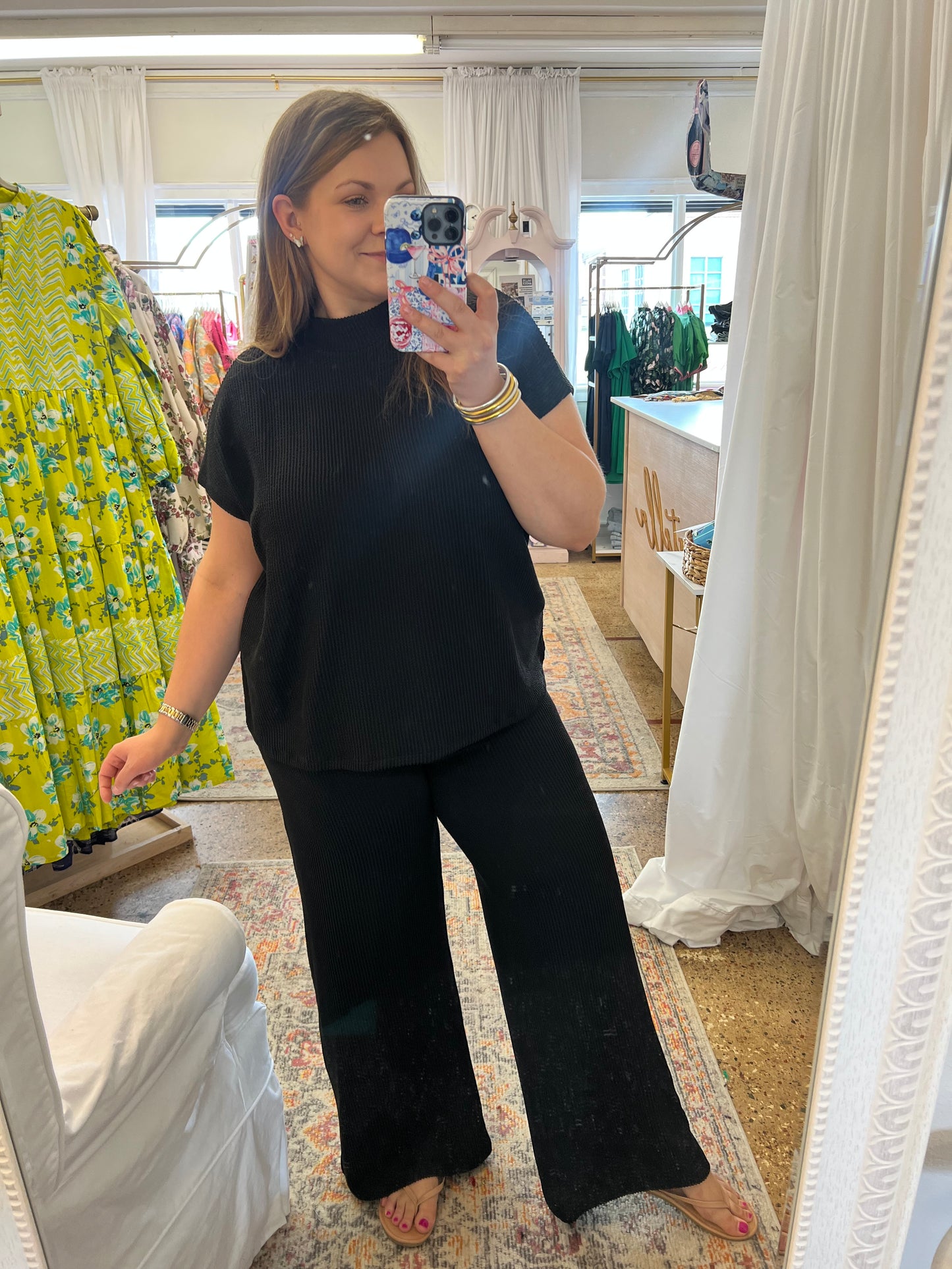 Mock Neck Ribbed Pant Set
