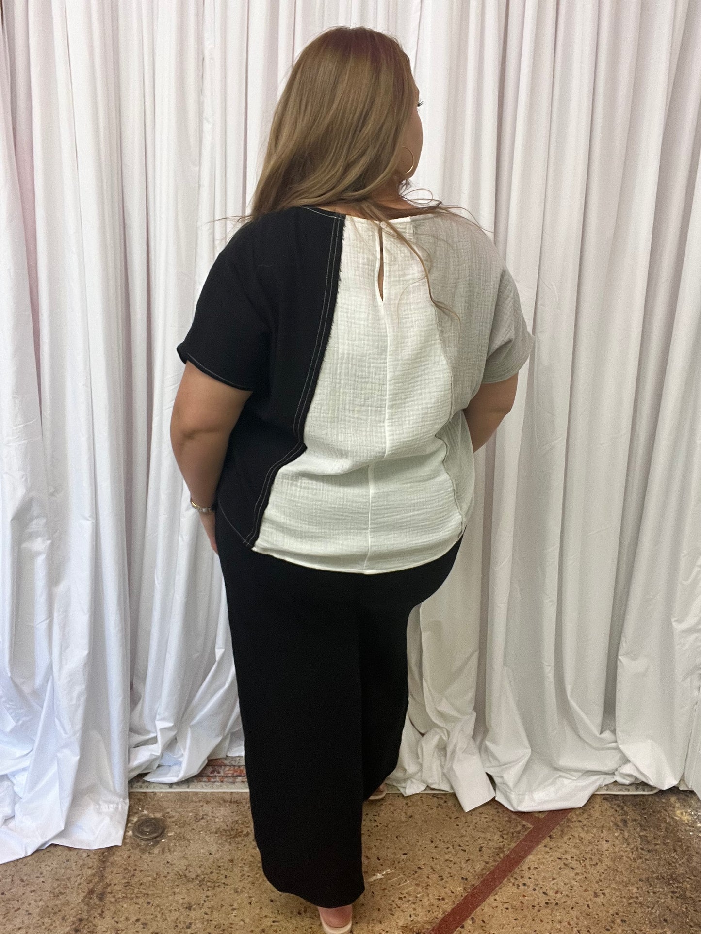 Colorblock Gauze blouse