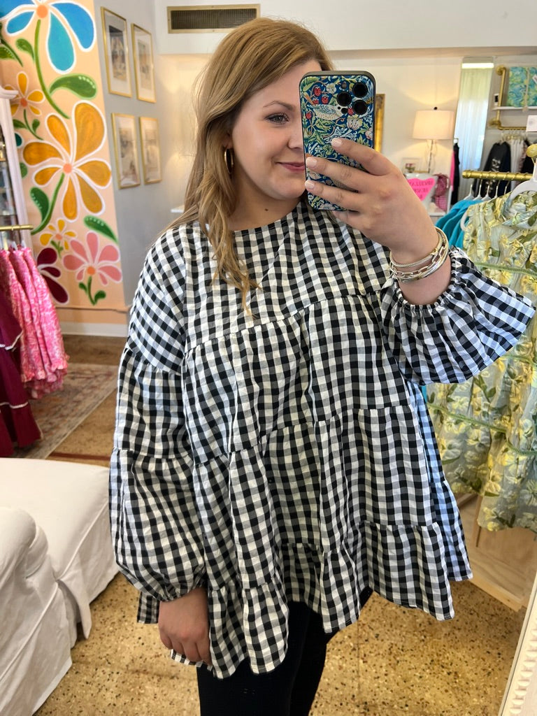 Gingham Tiered Blouse