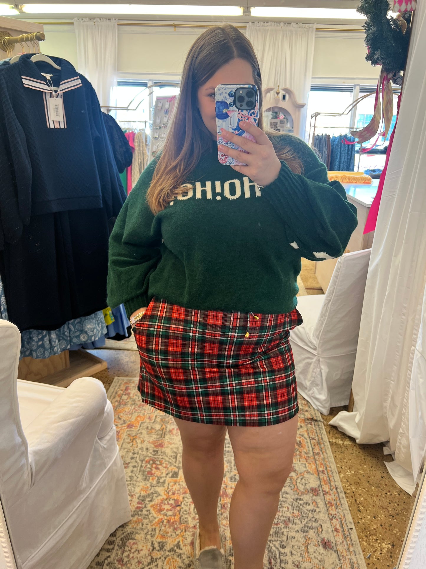 Red Christmas Plaid Skort