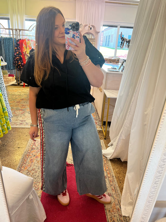 Wide Leg Cheetah Stripe Jeans