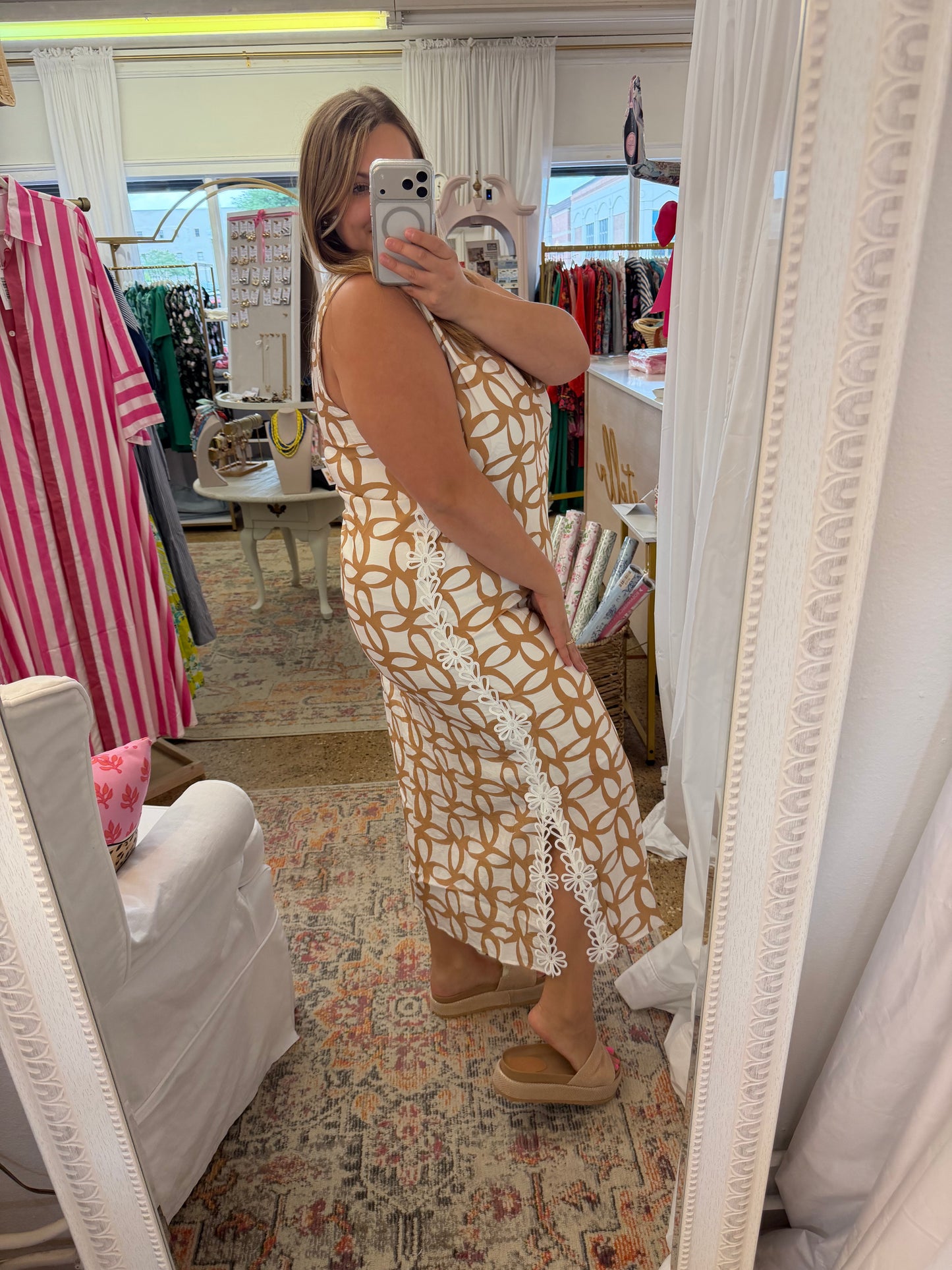 Taupe Retro Sleeveless Dress