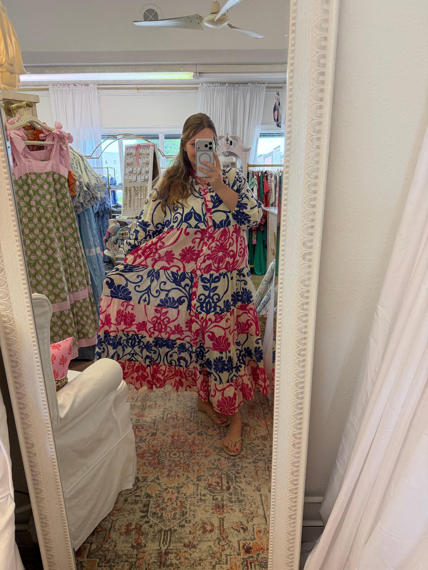 Bold Colorful Button Down Maxi Dress