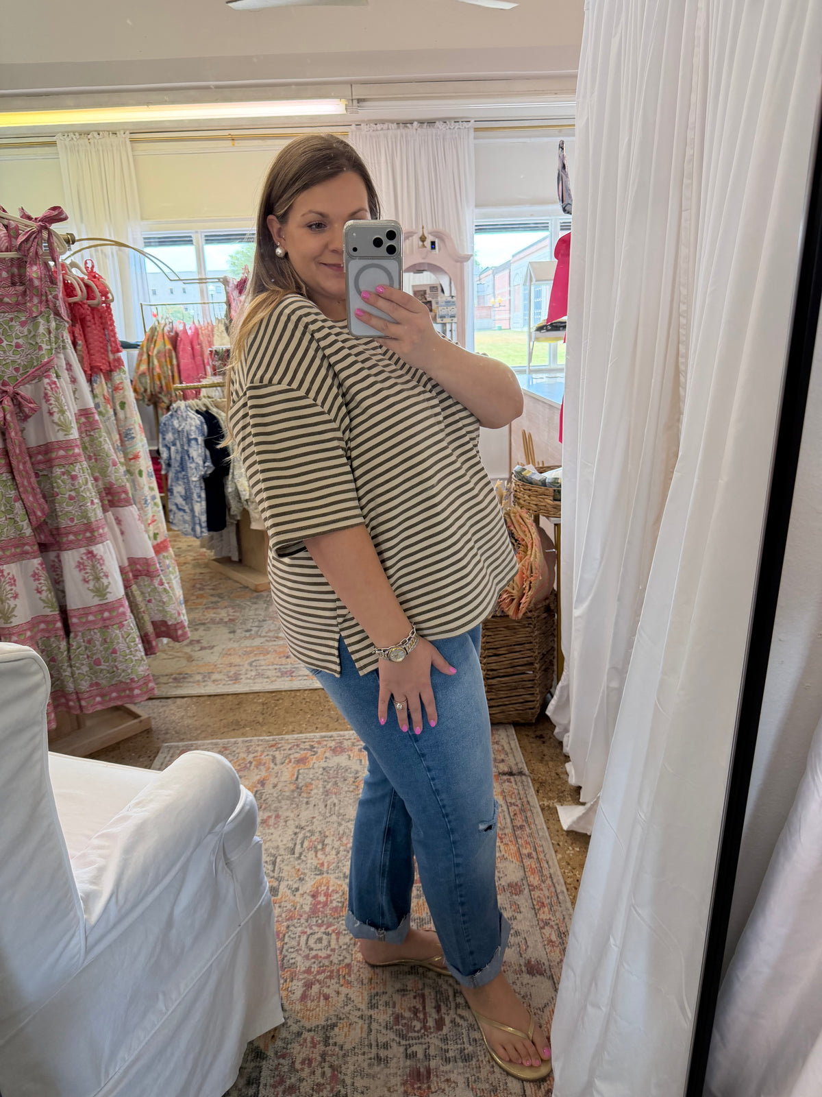Striped Off Shoulder Top