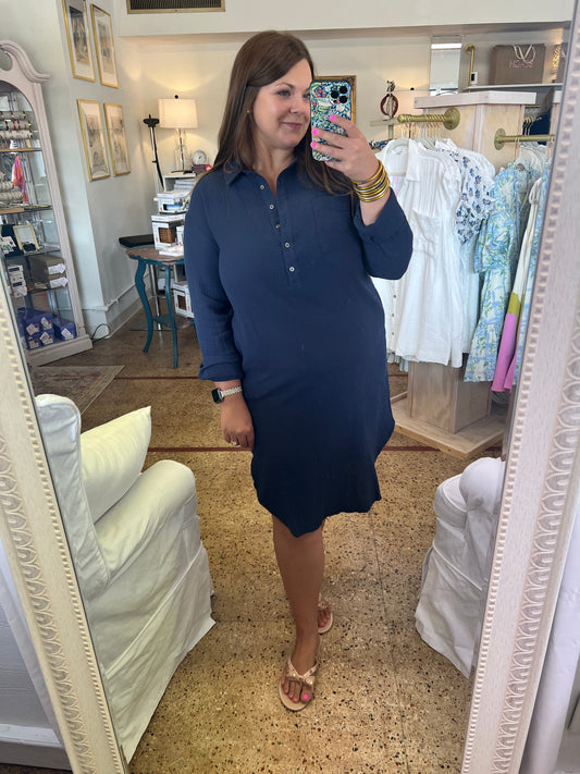 Gauze Button Up Shirt Dress