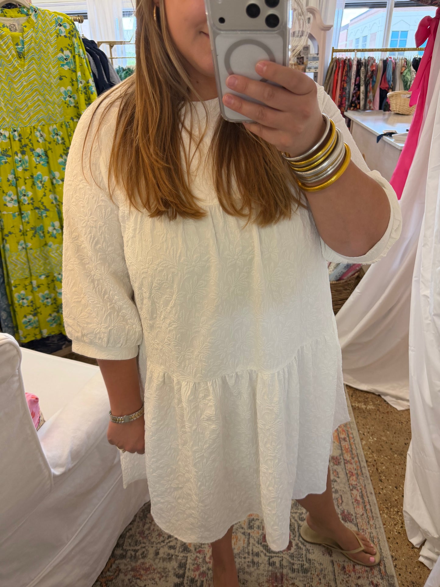 Textured A-Line Swing Dress