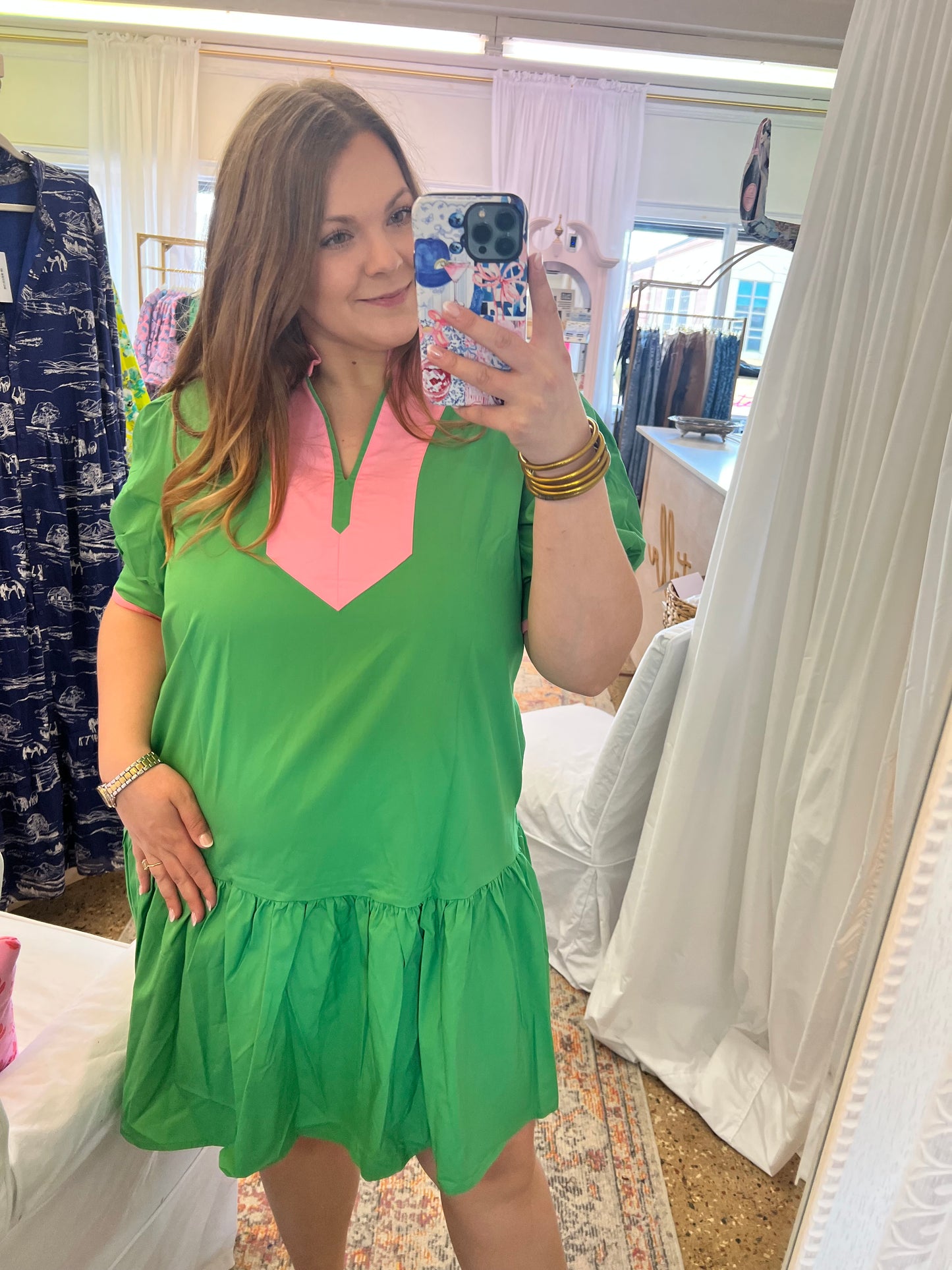 Puff Sleeve Ruffle Hem Mini Dress