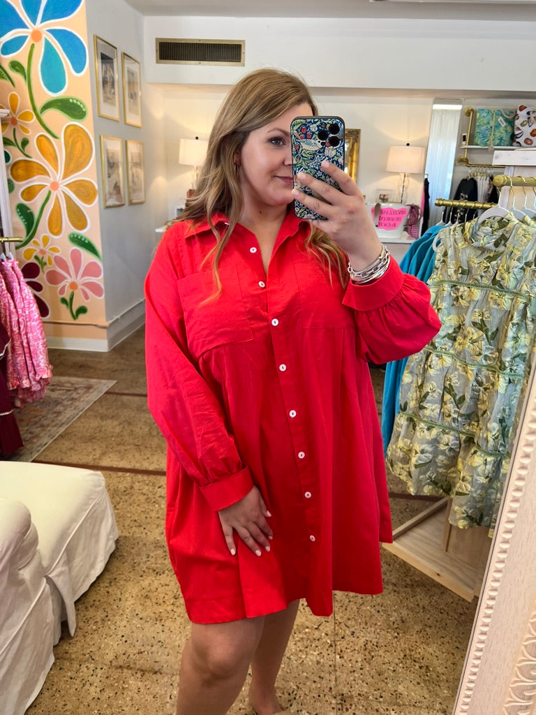 Pleated Mini Shirt Dress