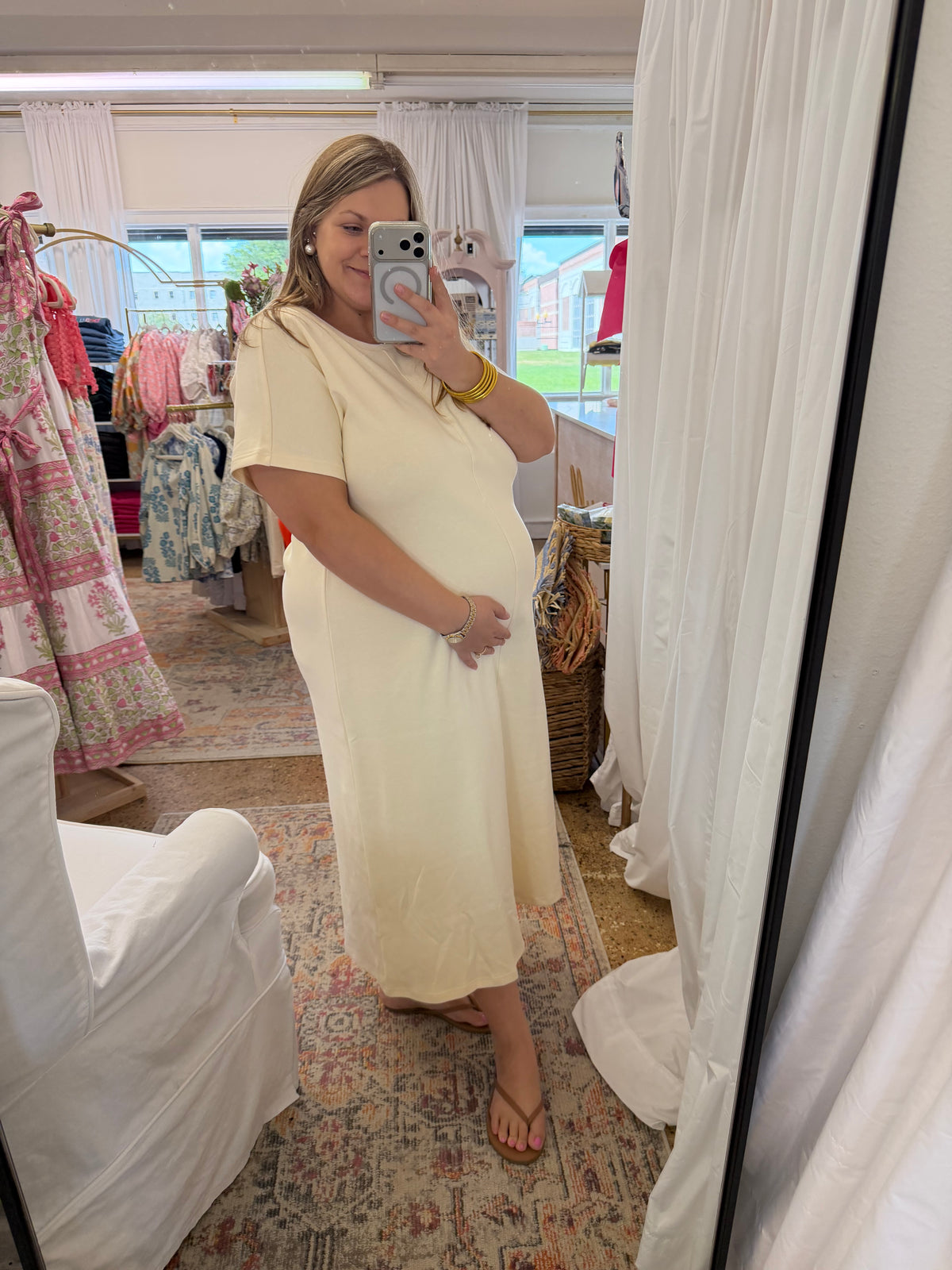 Cream Knit Maxi Dress