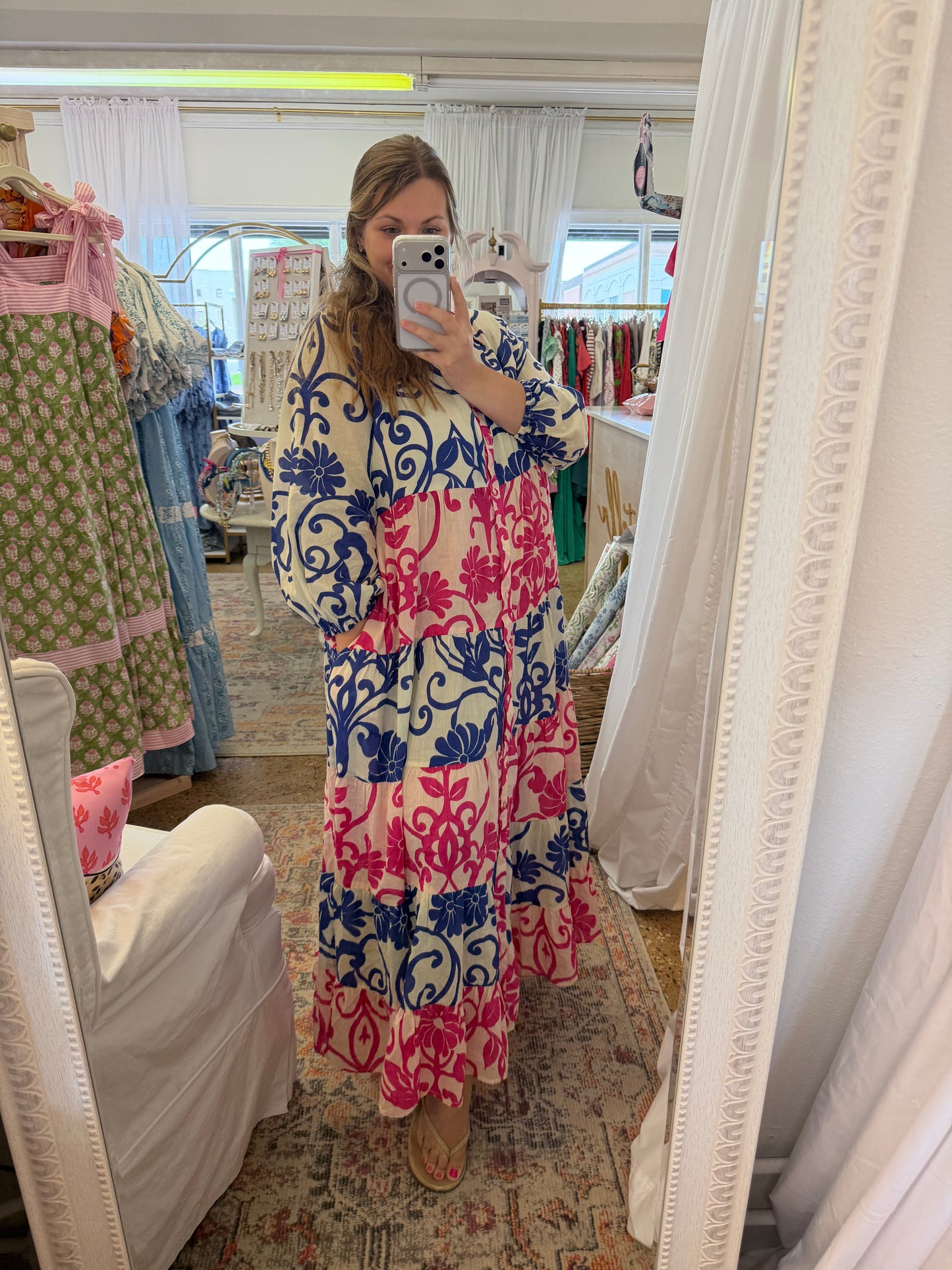 Bold Colorful Button Down Maxi Dress