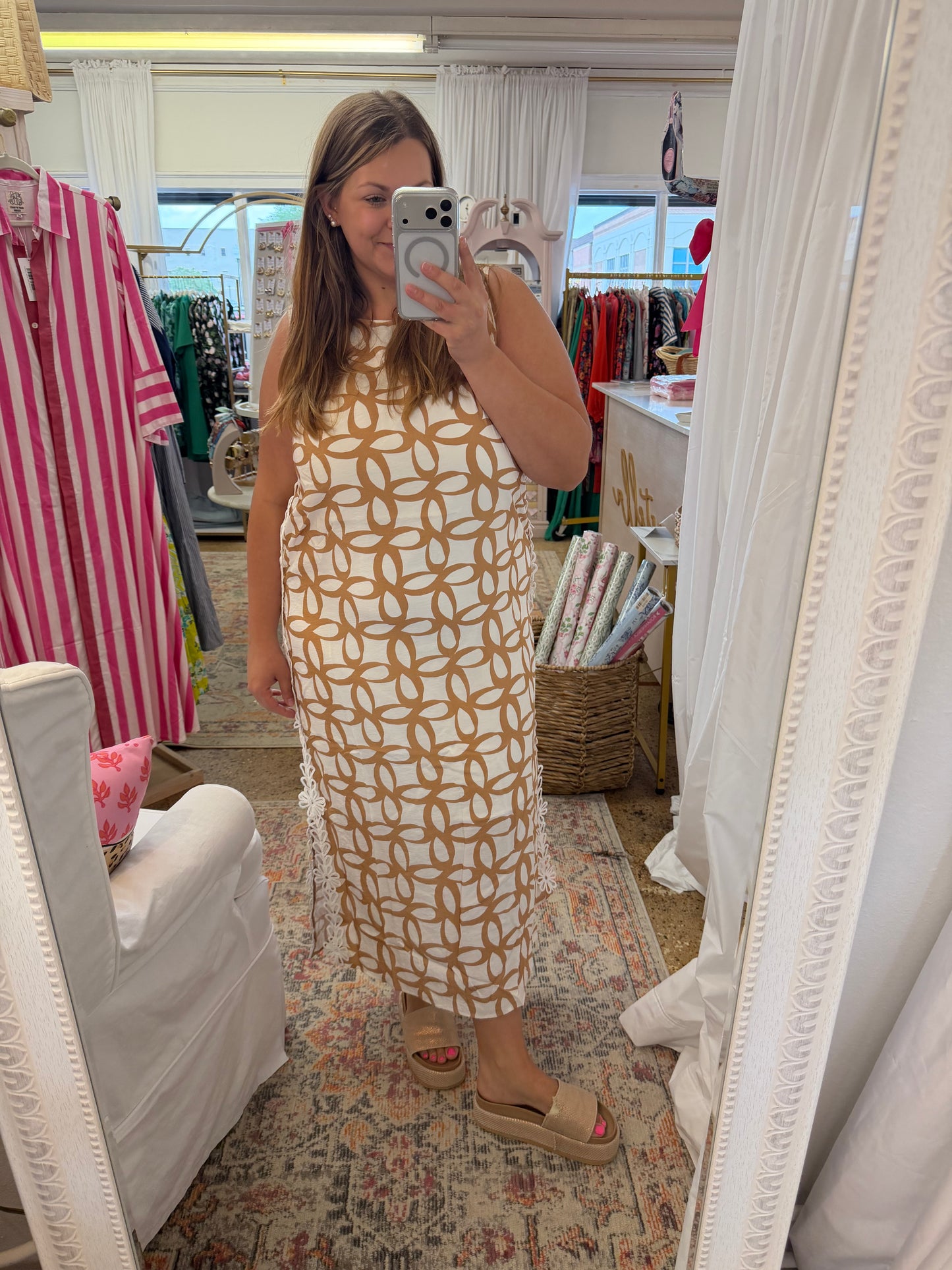 Taupe Retro Sleeveless Dress