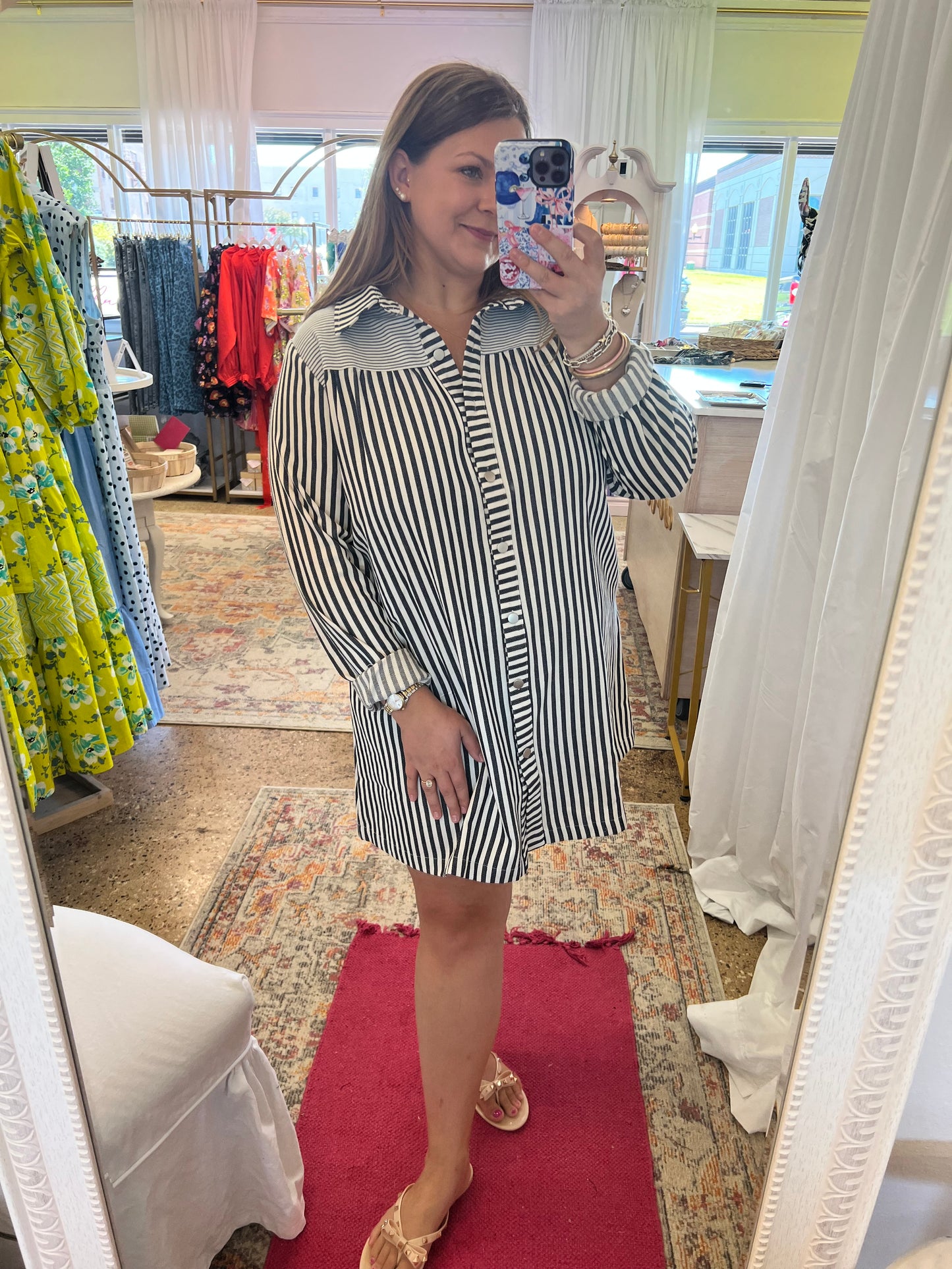 Navy Stripe Babydoll Dress