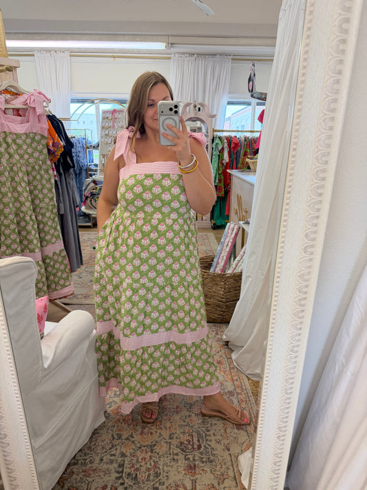 Floral Tie Strap Maxi Dress