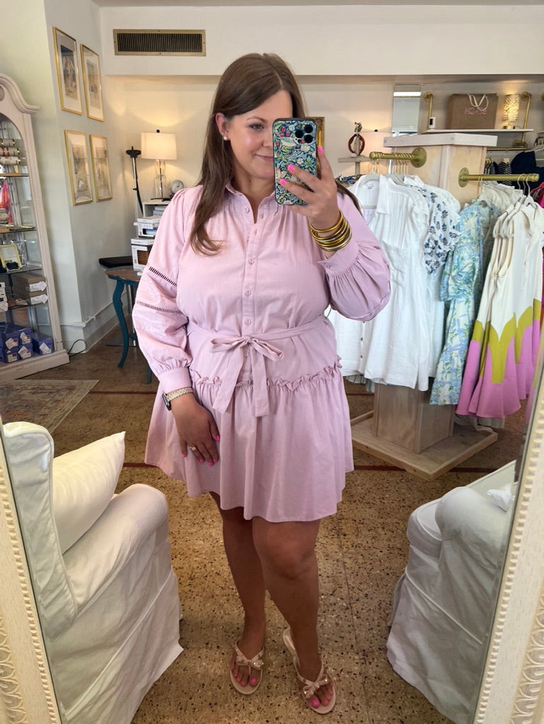 PopLin Eyelet Buttonup Mini Dress