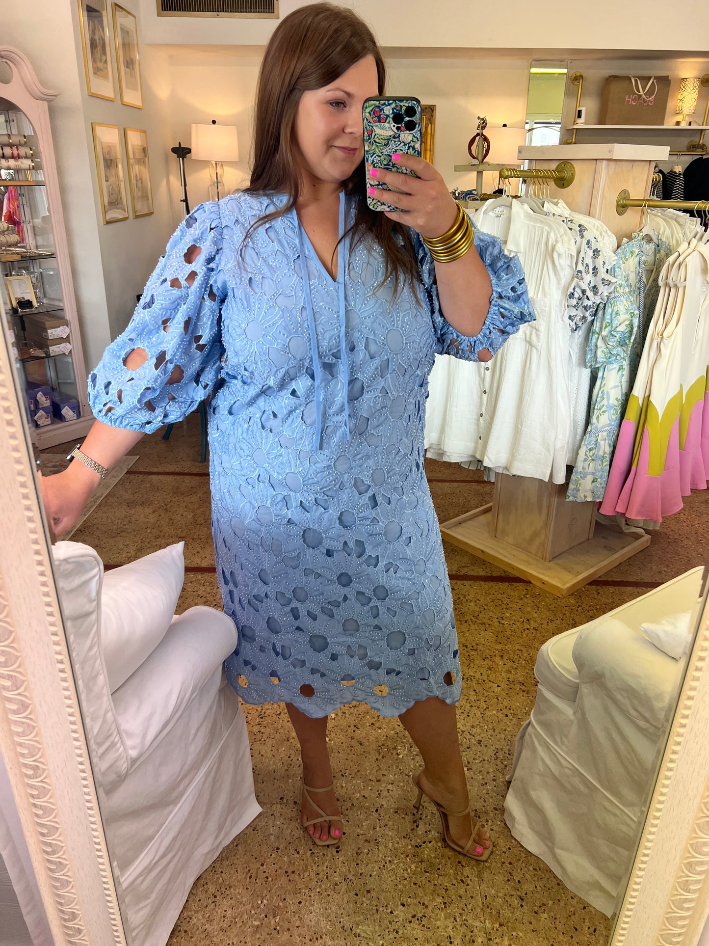 Pamela Poppy Beaded Midi Dress